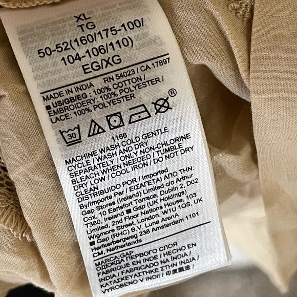 Gap Cream/Tan Embroidered Blouse Size XXL NWT - Picture 5 of 9